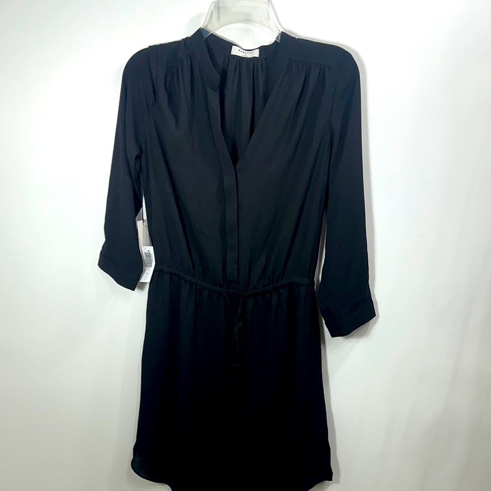 Babaton Aritzia Black Cinch Waist 3/4 sleevesTunic Dress size small. NWT.